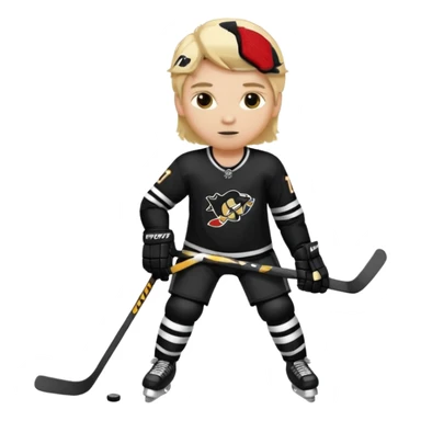 hockey player blonde hair black outfit sticker