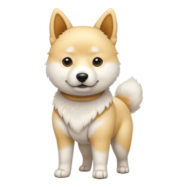 White Jindo dog has shrap face sticker