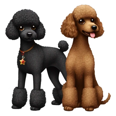 Black toy poodle with brown miniature poodle Christmas  sticker