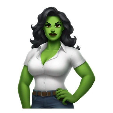 Curvy She Hulk in love wearing a white shirt  sticker