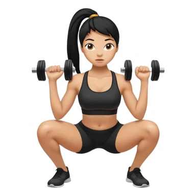Women with long black ponytail doing a squat with no weights sticker