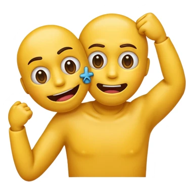 Normal yellow emoji but cross eyes with dead looking mouth with younger hanging out with arms chocking itself sticker