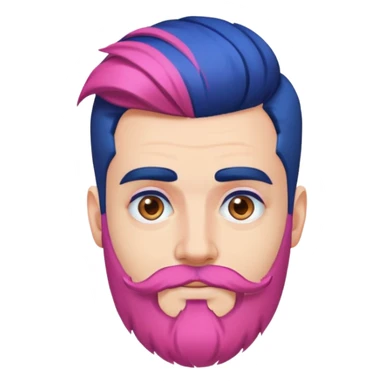 a man with a pink beard, dark blue hair with an updo sticker