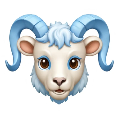 white ram with light blue horns, realistic sticker