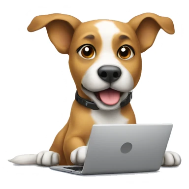 Dog with a laptop coding sticker