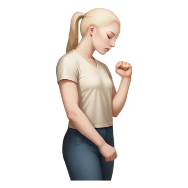 A person stands facing a wall with their hand on it, their shoulders hunched as if weighed down. A glowing, clenched fist of tension sits in their chest. But behind them, a doorway opens—light streaming through. The words "You are free" echo from inside. It’s the moment of  they can choose peace. sticker