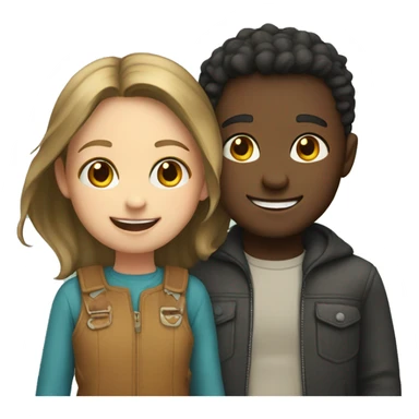 girl and boy smiling together sticker