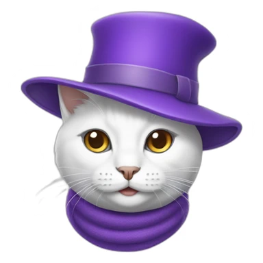 White cat with purple hat sticker