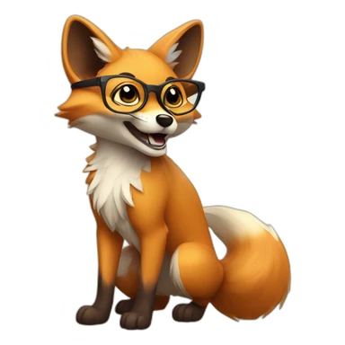 cute fox fennek in glasses dancing sticker