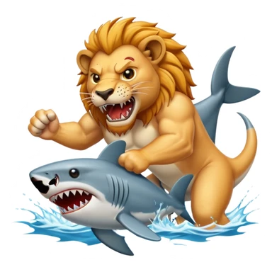 Lion beating a shark sticker