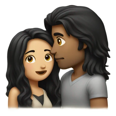 Guy with long black hair kissing woman sticker