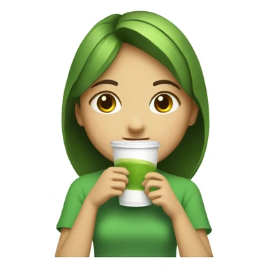 smiling girl with cup matcha sticker