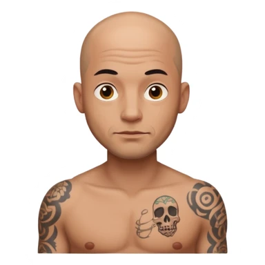 Un hombre con tatuajes pelón  sticker