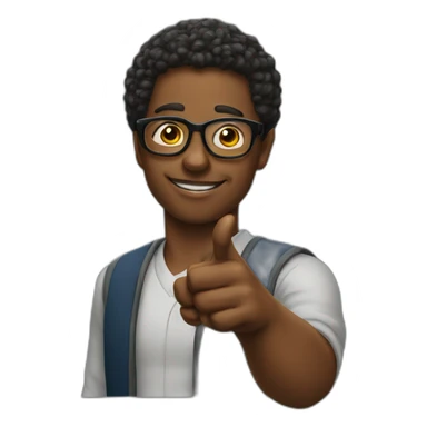 black nerd pointing finger up sticker