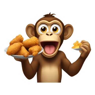 Monkey eating fried chicken sticker