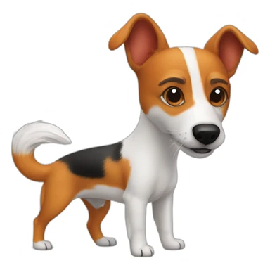 Jack Russel terrier wits a fox tail in mouth sticker