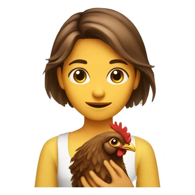 Brown hair girl with chicken  sticker