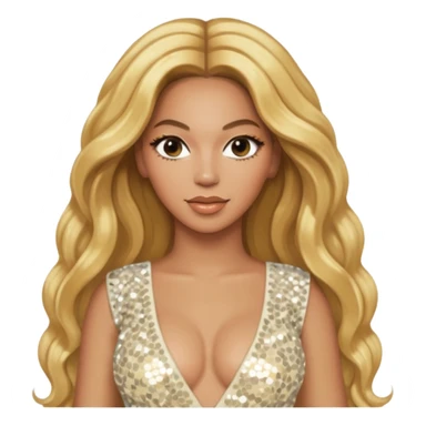 Beyonce with long golden blonde hair, ivory sequin tour outfit sticker