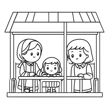 Janet and John story scene sticker