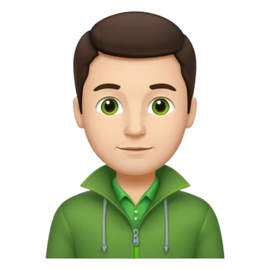 brunette man with green dutch clothing sticker