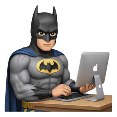 batman working on his mac sticker