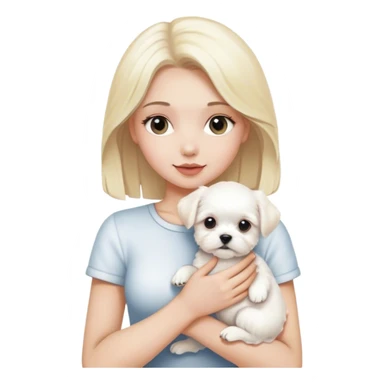 Blonde woman with white maltese puppy sticker