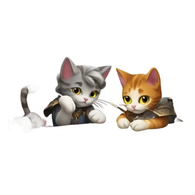 cats playing dnd crafting sticker