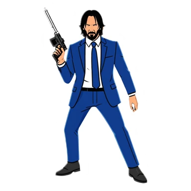 John Wick in action pose with weapons sticker