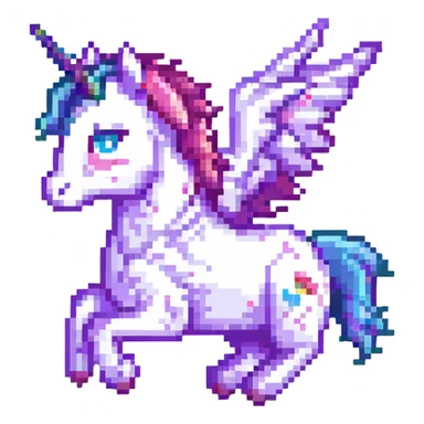 pixel art flying unicorn sticker