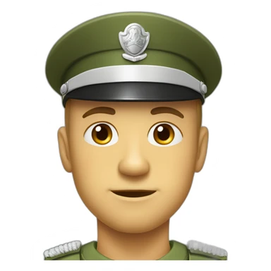 Fait moi un personnage Grand, mince, musclé, comme Papa, chauve, les yeux verts, nez, fin, habillé en militaire, non en pompier sticker