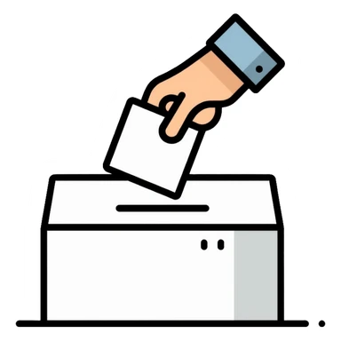 hand placing vote in ballot box sticker