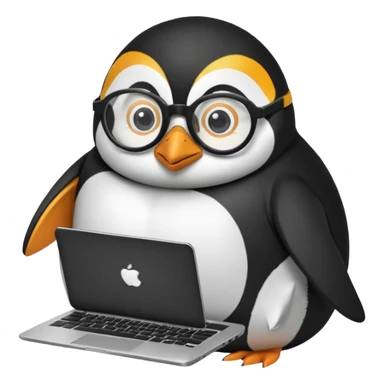 createa nice penguin and using his laptop sticker