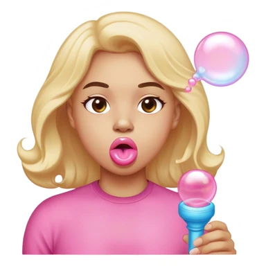 Blowing bubble gum sticker