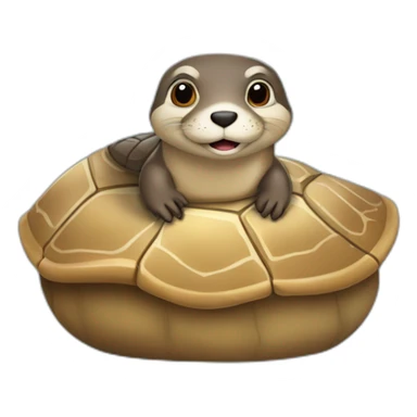 Une loutre sur une tortue sticker