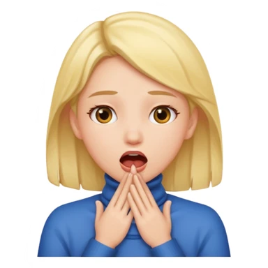 girl opening her mouth with hands around her neck sticker