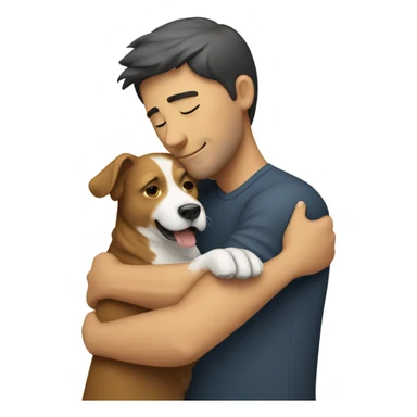 person hugging dog sticker