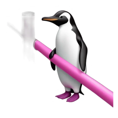 Pinguin who’s wearing a pink short on a pole bar sticker