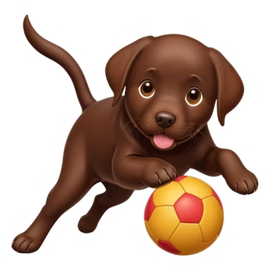 Chocolate labrador plays with a ball sticker