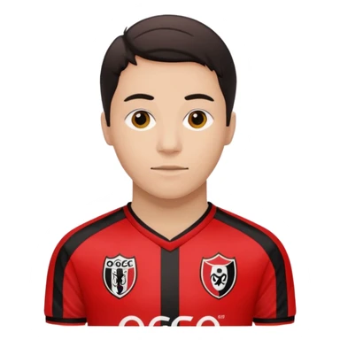 Supporter de L’ogc Nice. Maillot de foot rouge et noir (bandes) logo Kappa. Et logo de L’ogc Nice original. sticker