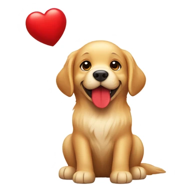 Golden retriever holding a heart  sticker