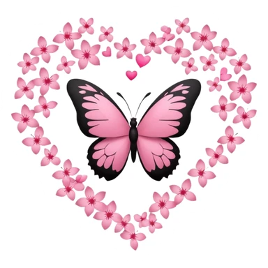 heart with sakura and a butterfly silhouette sticker