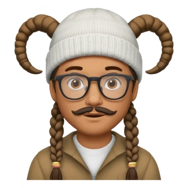 man with braids glasses beanie and goat beard sticker