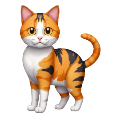 full body anxious looking colourful calico tabby cat with disproportioned head to body with fully white front legs sticker