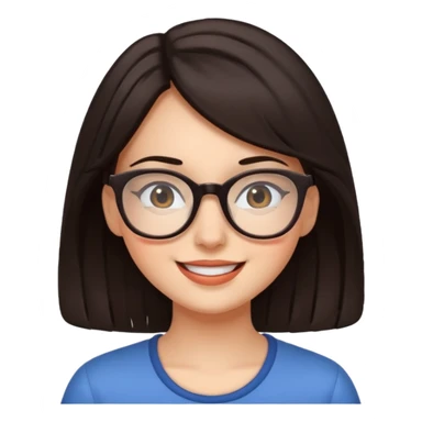 an aesthetic happy girl with dark brunette hair and glasses  sticker