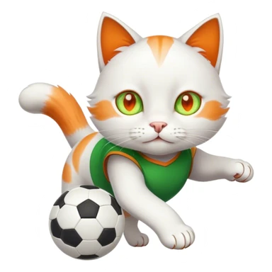 White cat playing soccer sticker