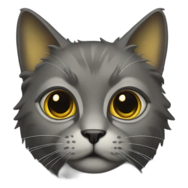 a cat with brass eyes color, and with a full dark grey hair sticker