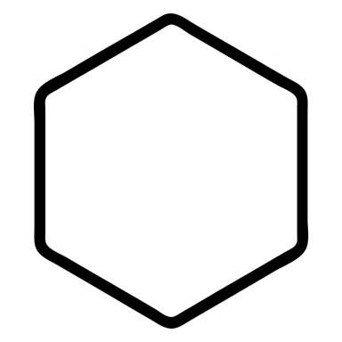 simple line drawing of a benzene ring, structural formula style sticker