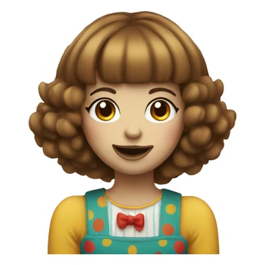 Clown girl with brown hair and bangs sticker