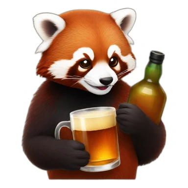 red panda sipping whisky sticker