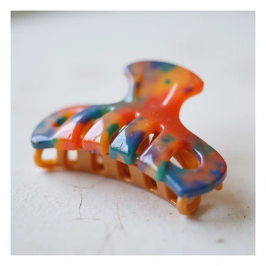 realistic hairclip, plastic, colorful, photorealistic style sticker